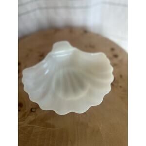 Vintage Milk Glass Shell Dish‎ | 8” Scallop Candy Bowl